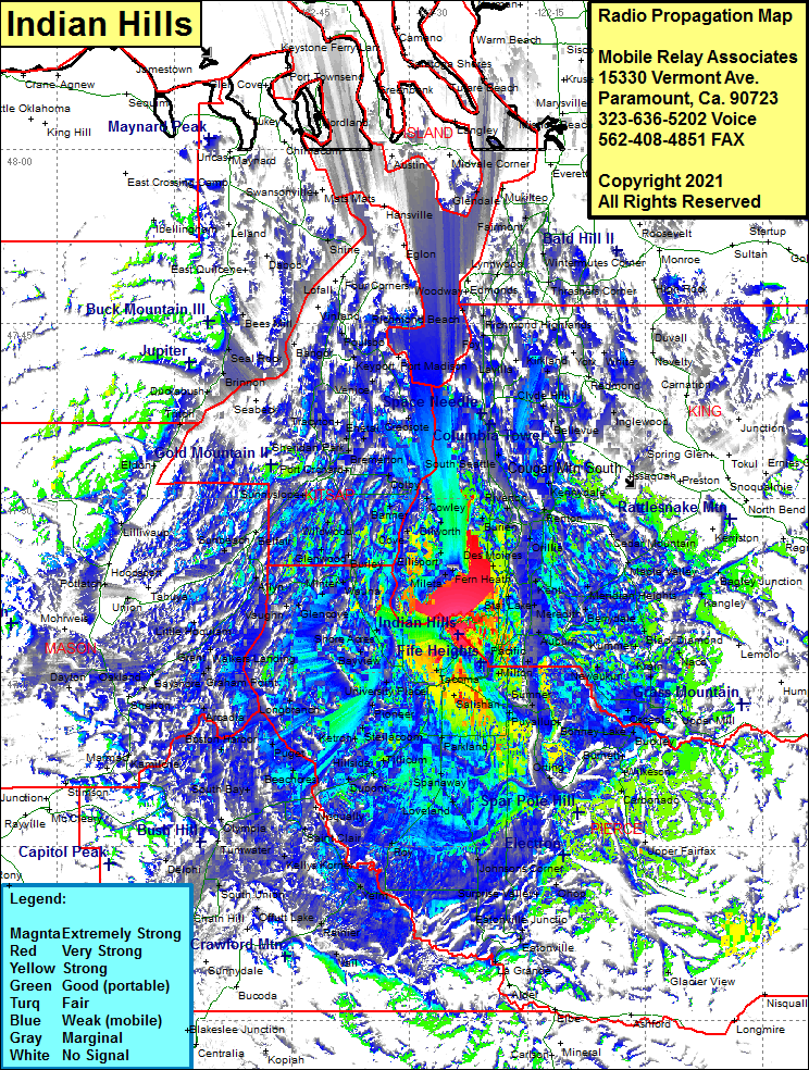 heat map radio coverage Indian Hills